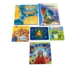 Lot Of 6 Childrens Books Bedtime Kids Monsters Inc SpongeBob